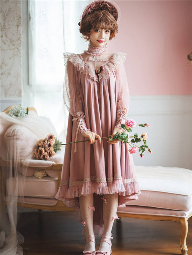 Faeries Daffodil Classic Lolita Dress Corset Pink Black