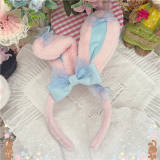 Blue Pink Rabbit Ears Headdress