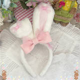 White Pink Rabbit Ears Headdress