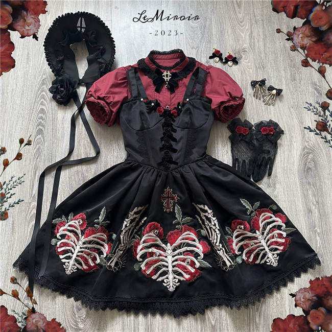 LeMiroir Skeletal Remains Embroidery Lolita JSK/Skirt -Pre-order