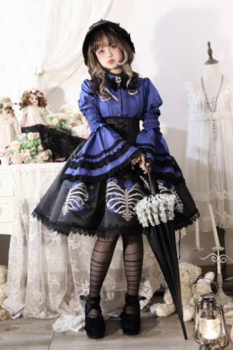 LeMiroir Skeletal Remains Embroidery Lolita JSK/Skirt -Pre-order