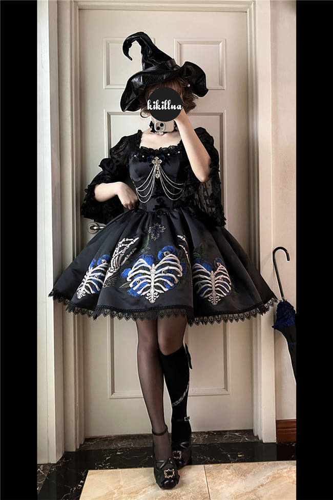 LeMiroir Skeletal Remains Embroidery Lolita JSK/Skirt -Pre-order