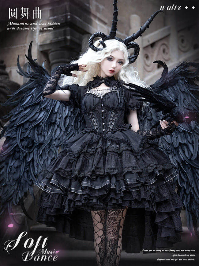 Honey Machine Waltz Sweet Lolita Dress Black Red