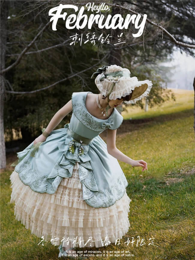 Embroidered Lily of the Valley Elegant Classic Lolita Dress