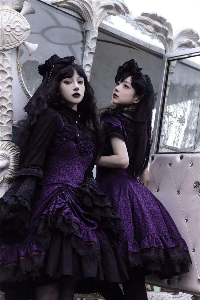 strapless open back dress Purple Spade Halloween Gothic Cosplay Dress