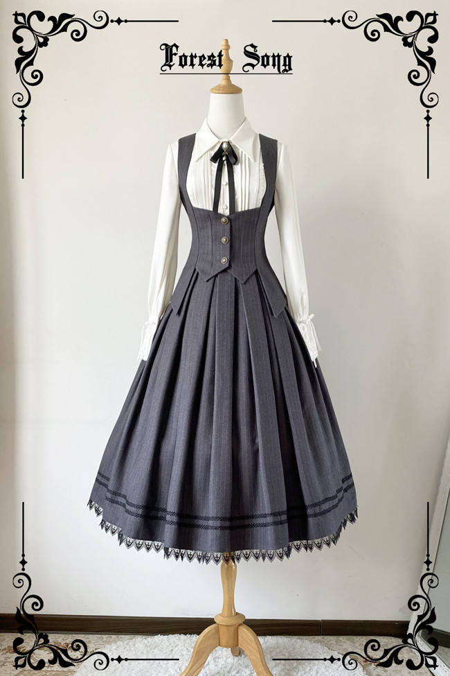 The Griffin Deal Corset Stripe Lolita Skirt and Vest