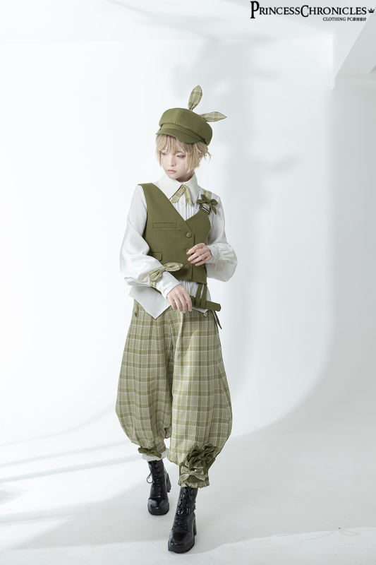 Princess Chronicles The Secret Morning Post Vest, Pants, Blouse and Hat - Matcha Ouji Fashion