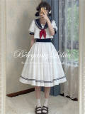 Beleganty Fashion Lolita Sea and Wind Navy Lolita Skirt and Top