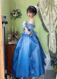 Blue Flower Wedding Dress Classic Lolita Dress Long Version