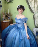 Blue Flower Wedding Dress Classic Lolita Dress Long Version