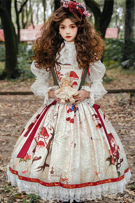 Cat Traveler Vintage Lolita Skirt, Vest and Blouse