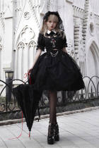 Roses Embroidery Gothic Lolita Top and Skirt