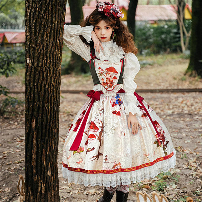 Cat Traveler Vintage Lolita Skirt, Vest and Blouse