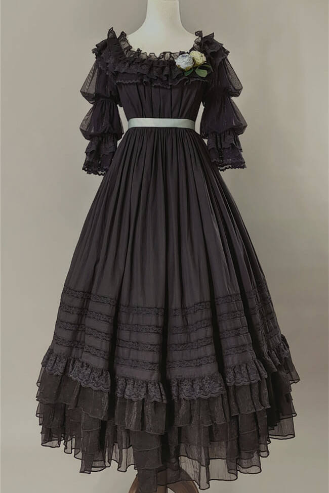 Farewell Rococo Black and Beige Lolita Dress