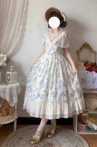 Magic Tea Party Lily Flower Wall Chiffon Lolita Dress