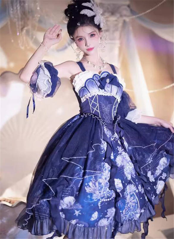 Ying Luo Fu Dark Jellyfish Elegant Lolita Jumper, Necklace and Wristcuffs
