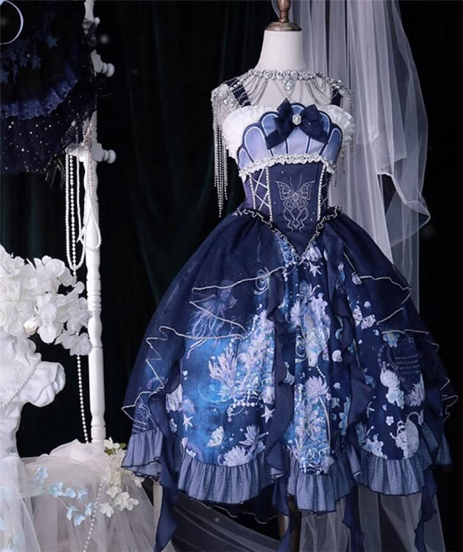 Dark Jellyfish Elegant Lolita Jumper, Necklace and Wristcuffs