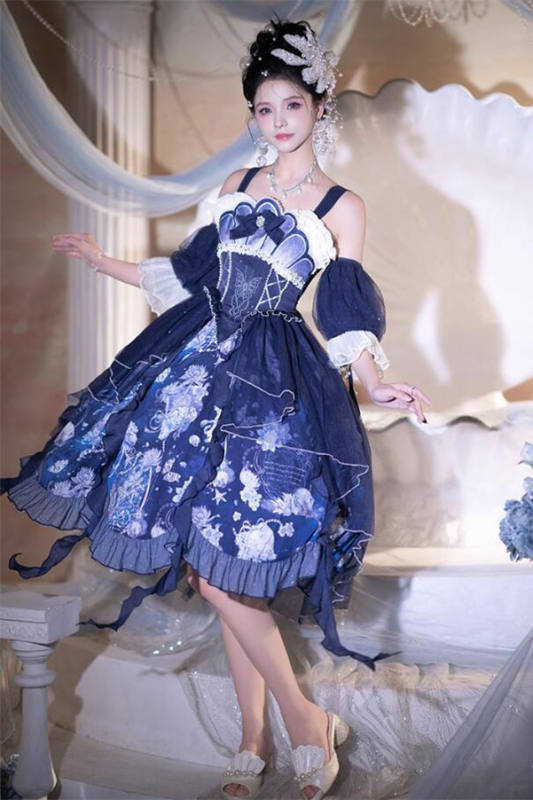 Ying Luo Fu Dark Jellyfish Elegant Lolita Jumper, Necklace and Wristcuffs