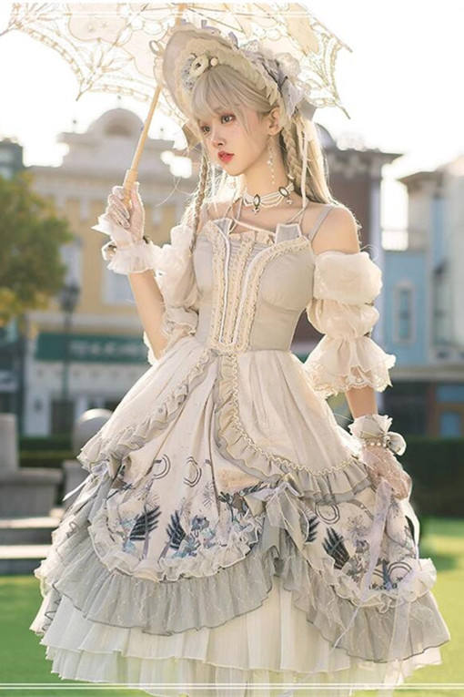 Ying Luo Fu Rose Maiden Elegant Lolita OP and Accessories