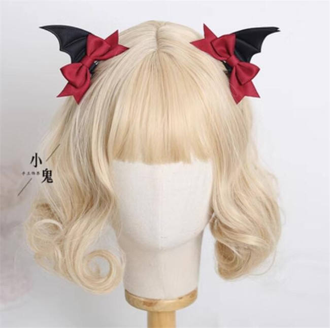 Black Wings Bat Hairclip Halloween Lolita Headdress