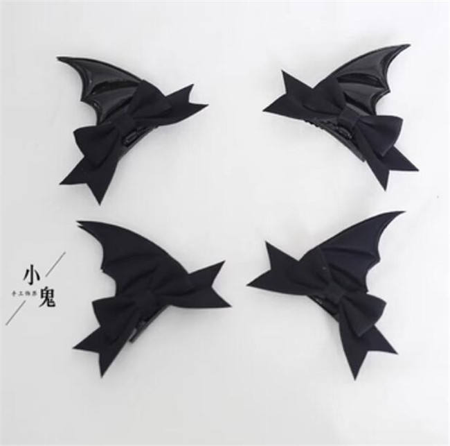 Black Wings Bat Hairclip Halloween Lolita Headdress