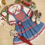 Denim Embroidery Sweet Lolita Salopette 2 Wear Ways