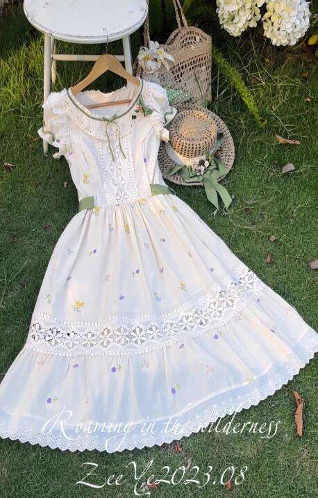 Wilderness Roaming Embroidery Cotton Lolita One Piece