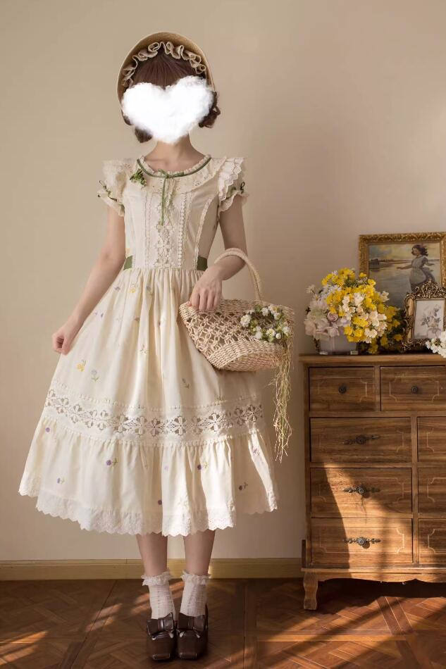 Wilderness Roaming Embroidery Cotton Lolita One Piece