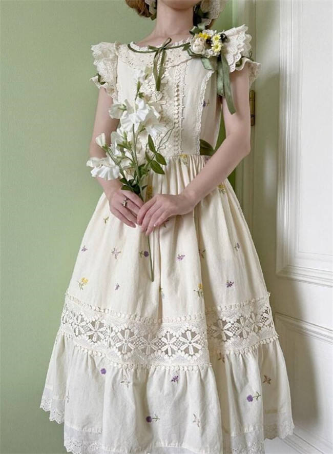 Wilderness Roaming Embroidery Cotton Lolita One Piece