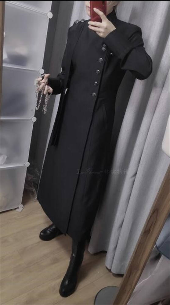 La Pomme Abstinence Series Single Breasted Ouji Coat Black Knee Length -Suit Faric Size M In Stock