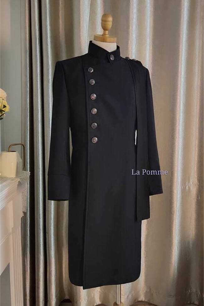 La Pomme Abstinence Series Single Breasted Ouji Coat Black Knee Length -Suit Faric Size M In Stock