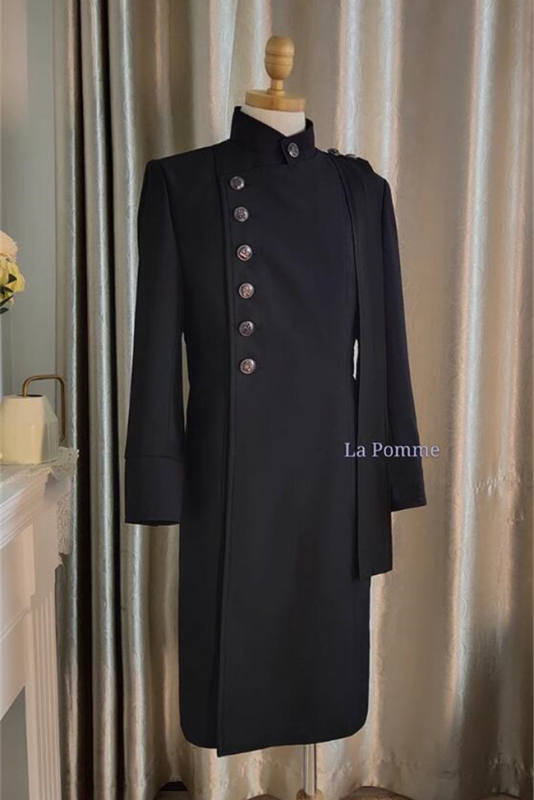 La Pomme Abstinence Series Single Breasted Ouji Coat Black Knee Length -Suit Faric Size M In Stock