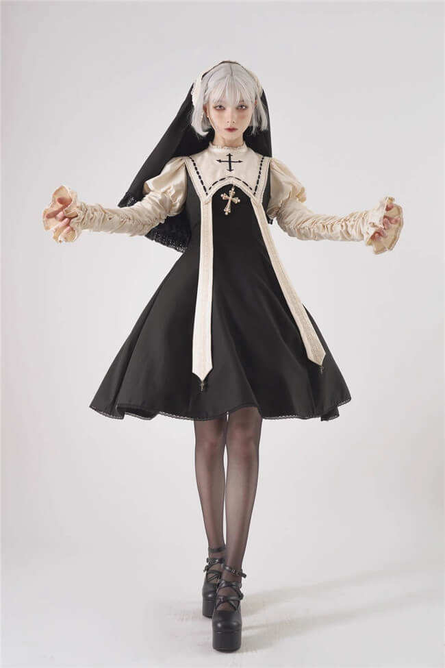 LeMiroir Moonlit Prayer Nun Lolita Dress and Cape