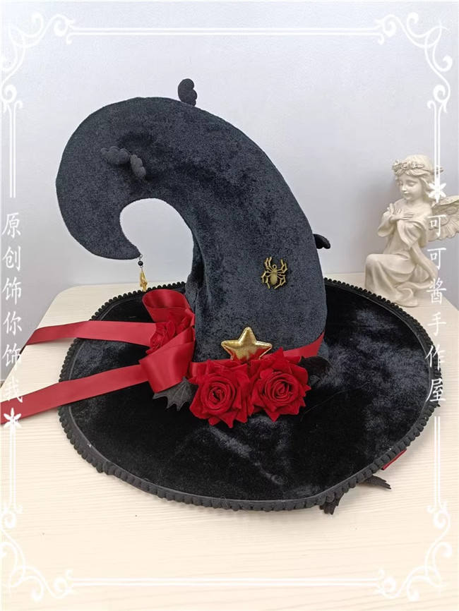 Dark Black Halloween Gothic Lolita Witch Hat