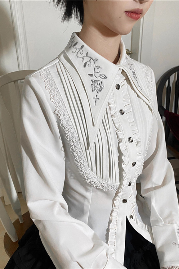 Little Dipper Embroidery Collar Ouji Lolita Blouse -Ouji Lolita