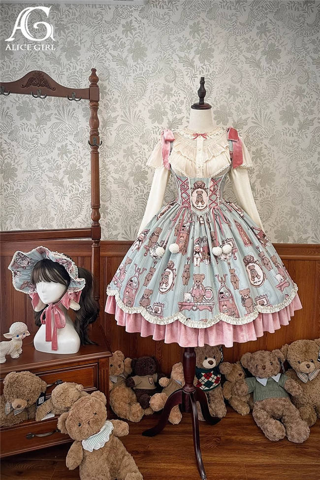 Alice Girl Bear Dolls Lolita Jumper Dress and One Piece