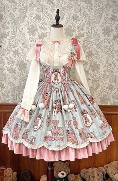 Alice Girl Bear Dolls Lolita Jumper Dress and One Piece