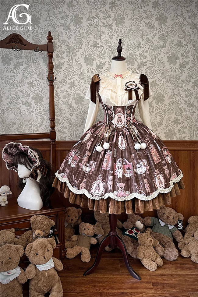 Alice Girl Bear Dolls Lolita Jumper Dress and One Piece