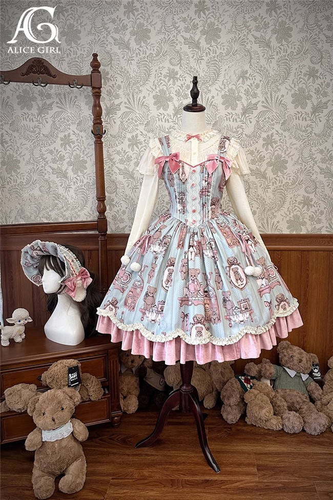 Alice Girl Bear Dolls Lolita Jumper Dress and One Piece