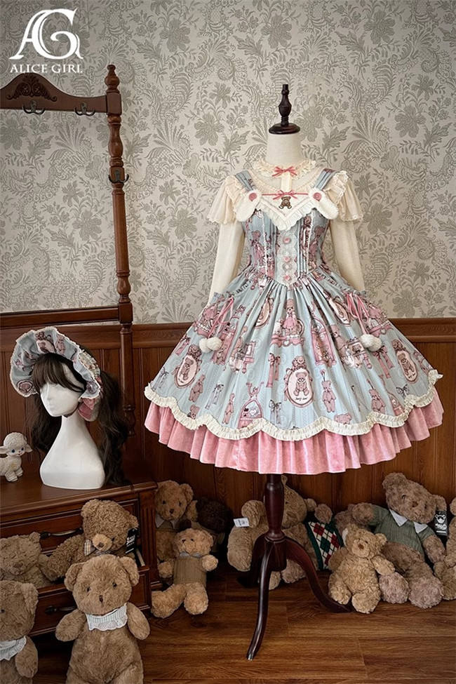 Alice Girl Bear Dolls Lolita Jumper Dress and One Piece