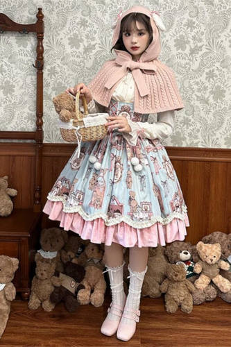 Alice Girl Bear Dolls Knit Cape and Apron