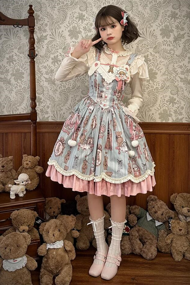 Alice Girl Bear Dolls Lolita Jumper Dress and Blouse- My Lolita Dress