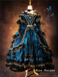 Bramble Rose Blue Morpho Luxury Lolita Dress, Choker and Headdress - In Stock