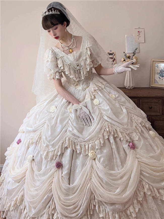 Forest Magic Tea Party Beige Hime Lolita Dress