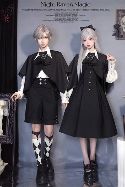 Castle Too Night Raven Magic Ouji Lolita Pants, Blouse, JSK, Cape and Necktie