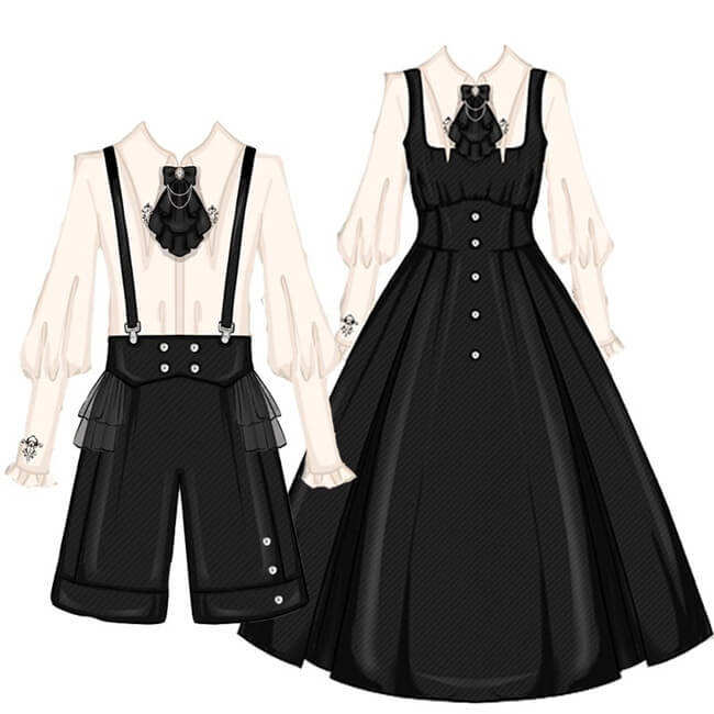 Castle Too Night Raven Magic Ouji Lolita Pants, Blouse, JSK, Cape and Necktie