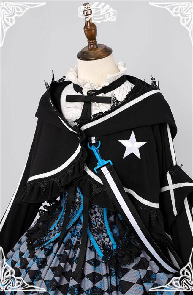 Pink Up and Black Rock Shooter Cooperated Lolita Coat, Top, Skirt, Corset and Hairclip