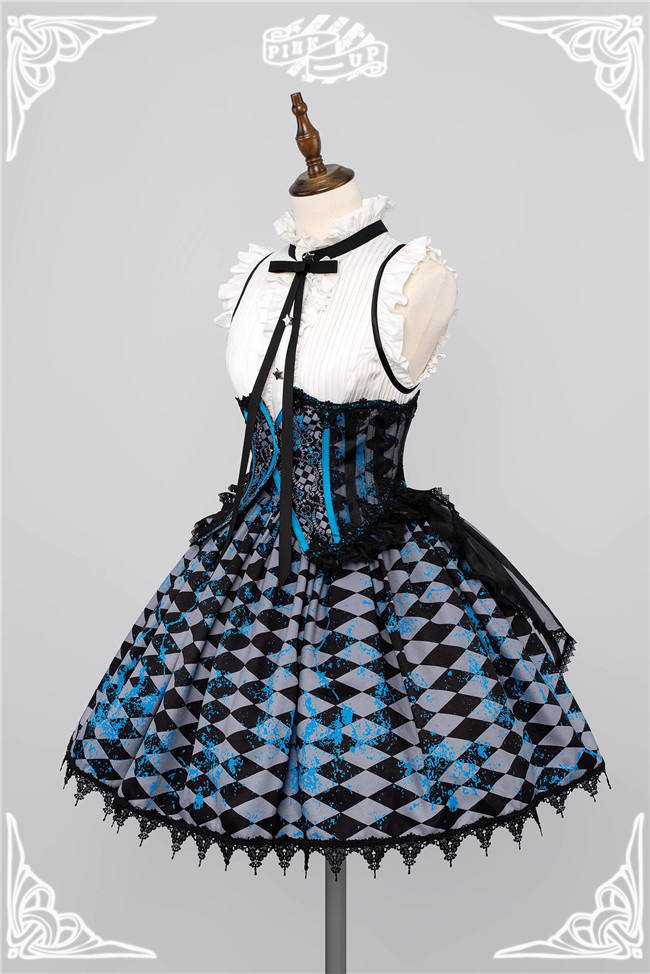 Pink Up and Black Rock Shooter Cooperated Lolita Coat, Top, Skirt, Corset and Hairclip
