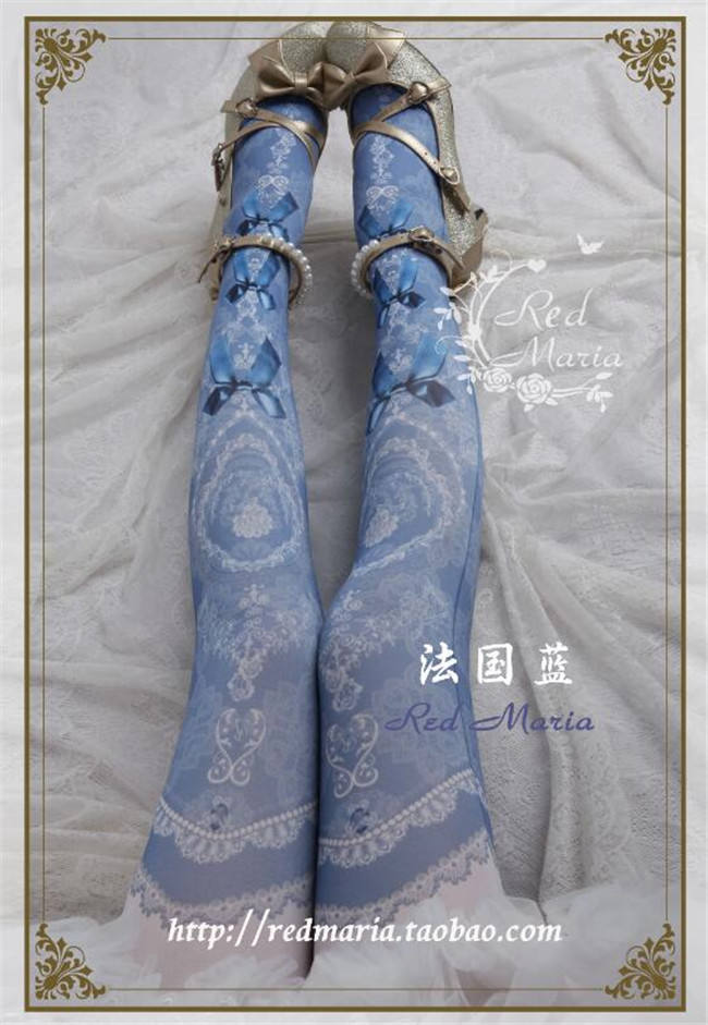 The Peacock Feather~ Vintage Double-sides Printed Lolita Tights