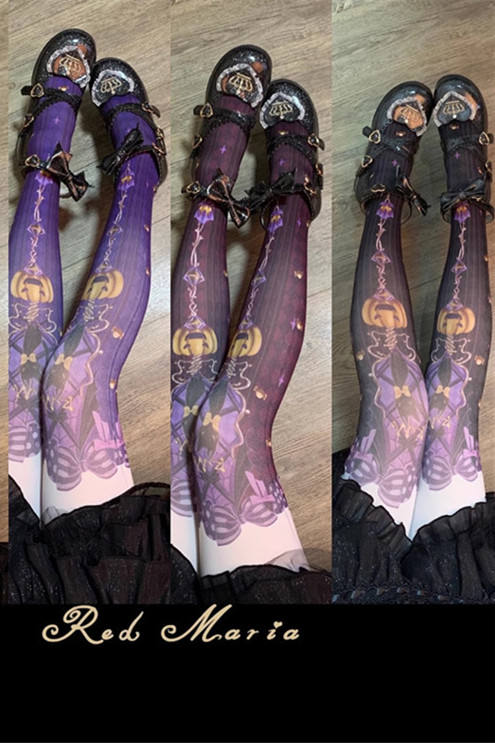 Halloween Pumpkin Cat Gothic Lolita Tights